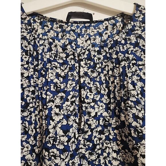 J.Crew Blouse Sleevless Ruffle V-Neck Blue Floral Pleated Front SEE MEASUREMENT - Picture 2 of 6